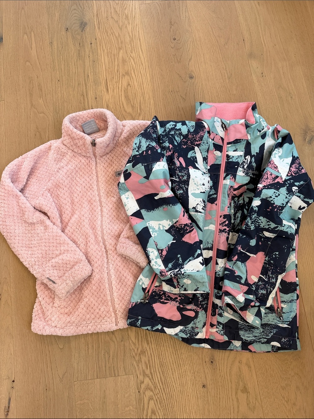 Columbia Girls Interchange 3-in-1 Ski Jacket + Fleece M 10/12 Pink Blue